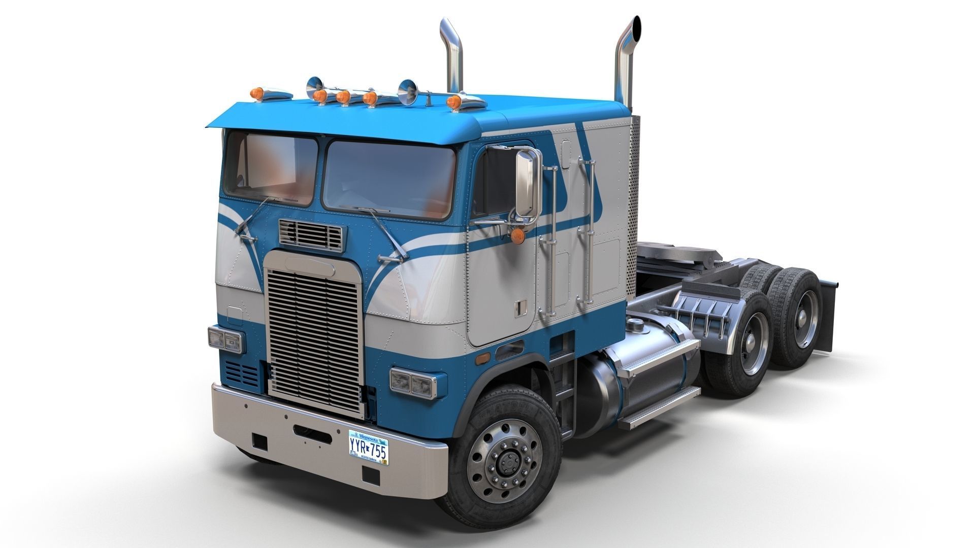 Freightliner cabover semi truck Low-poly 3D model_2