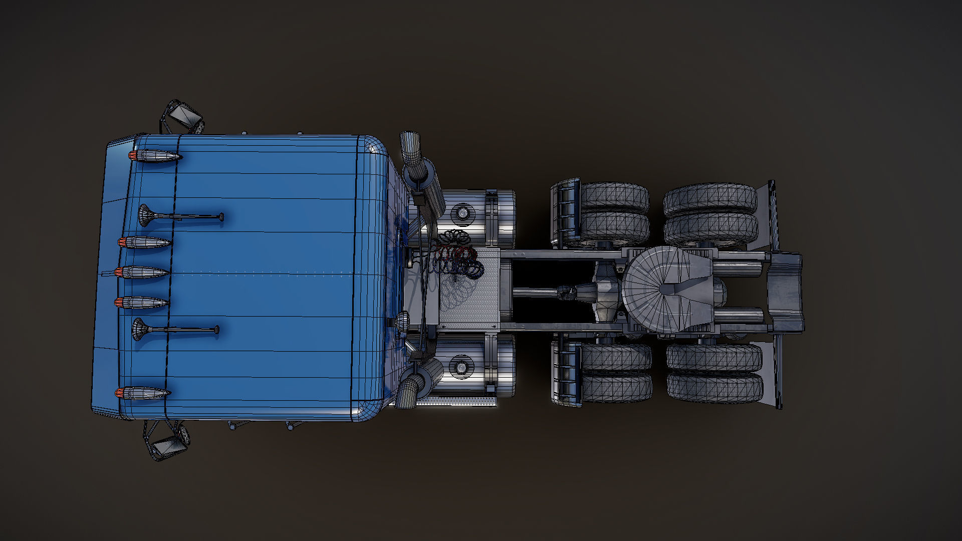 Freightliner cabover semi truck Low-poly 3D model_29