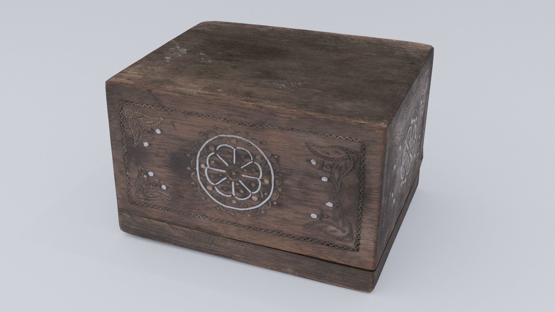 Wooden jewelry box Low-poly 3D model_5