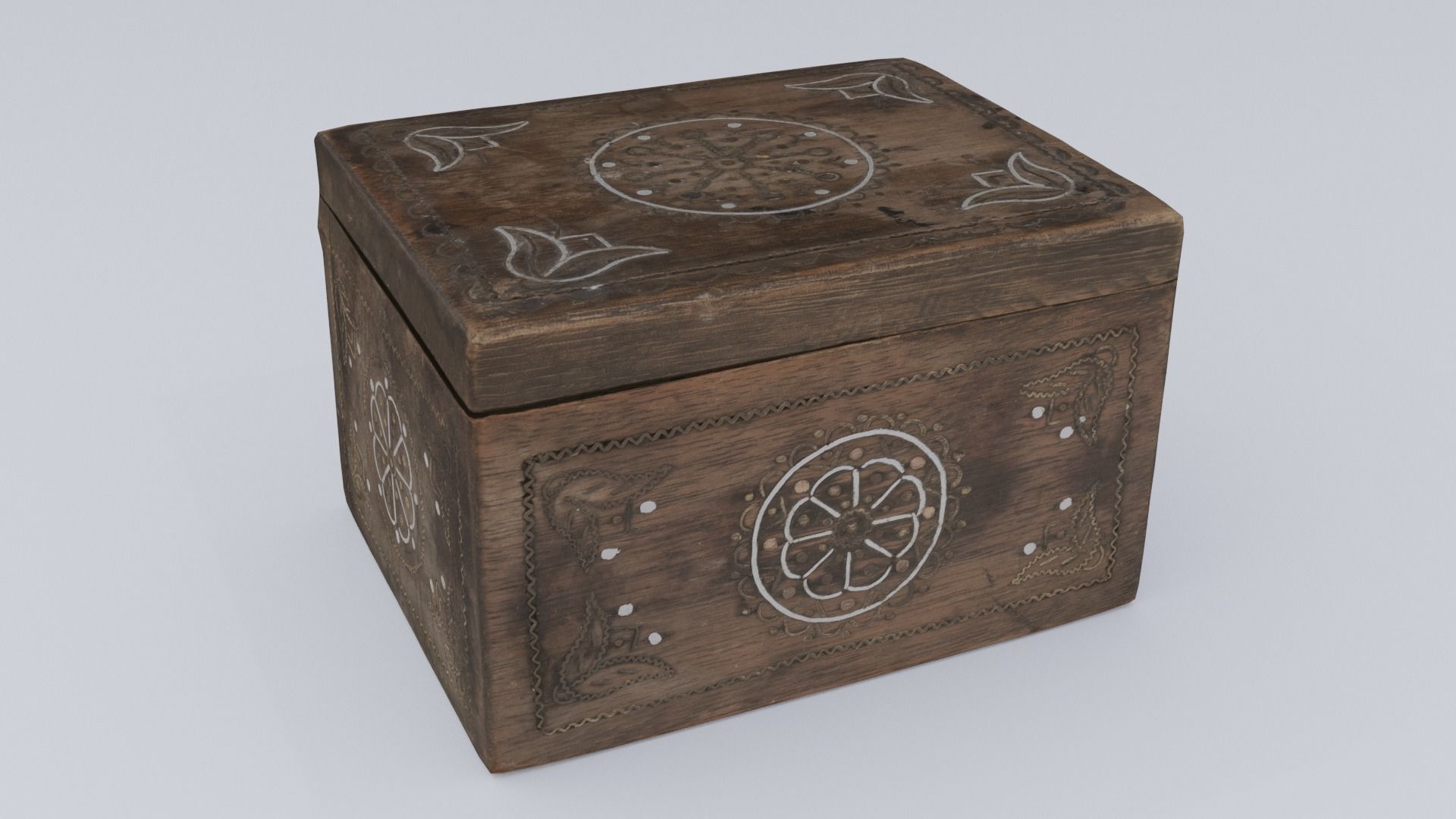 Wooden jewelry box Low-poly 3D model_7