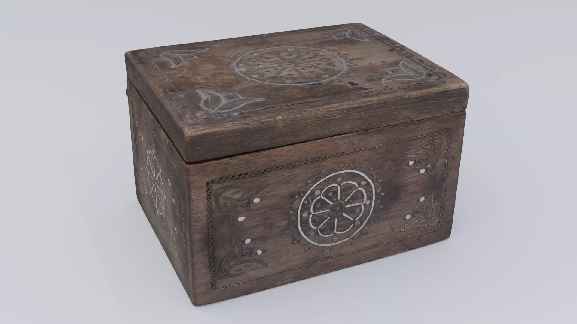 Wooden jewelry box Low-poly 3D model_0