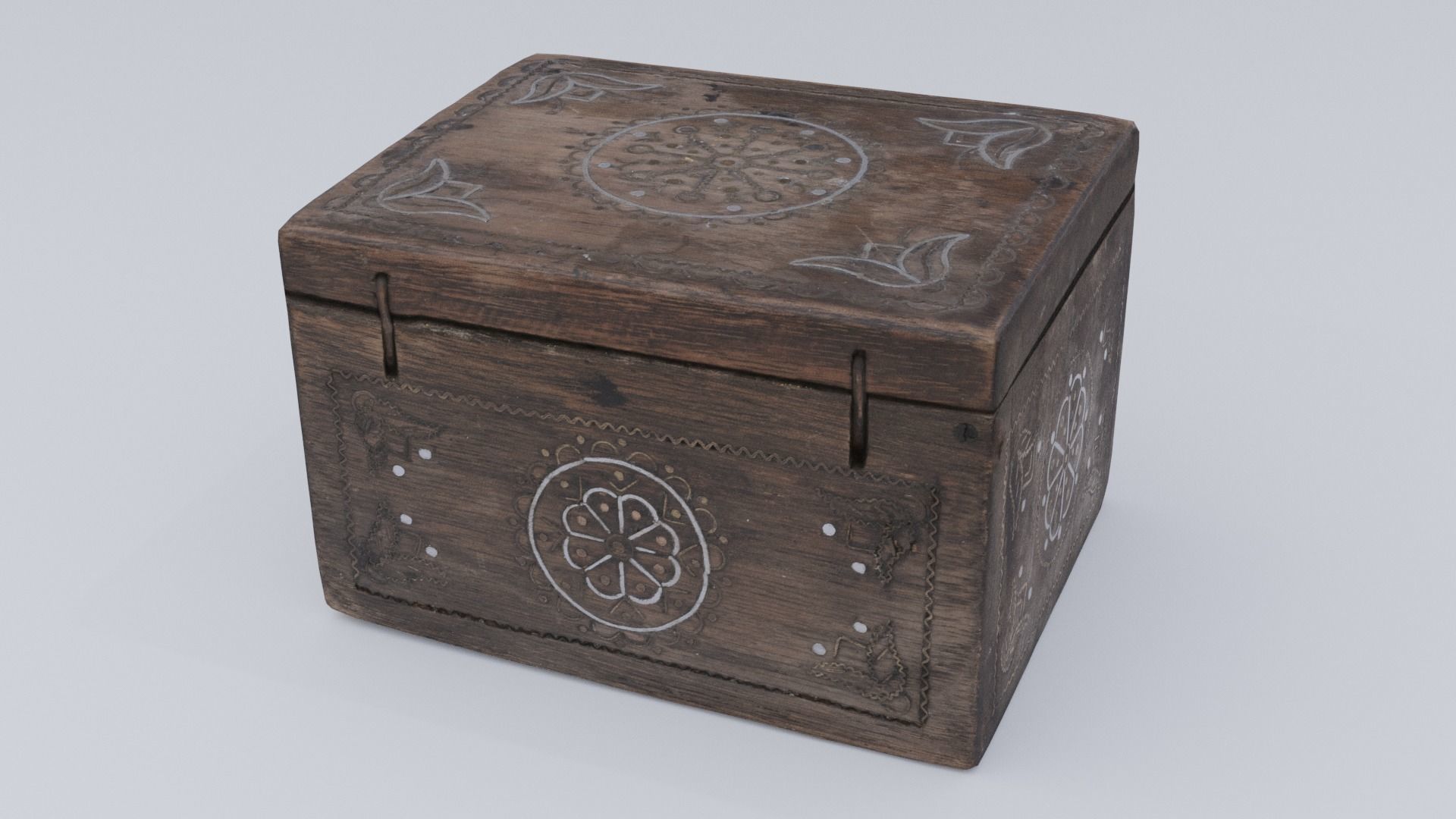 Wooden jewelry box Low-poly 3D model_3