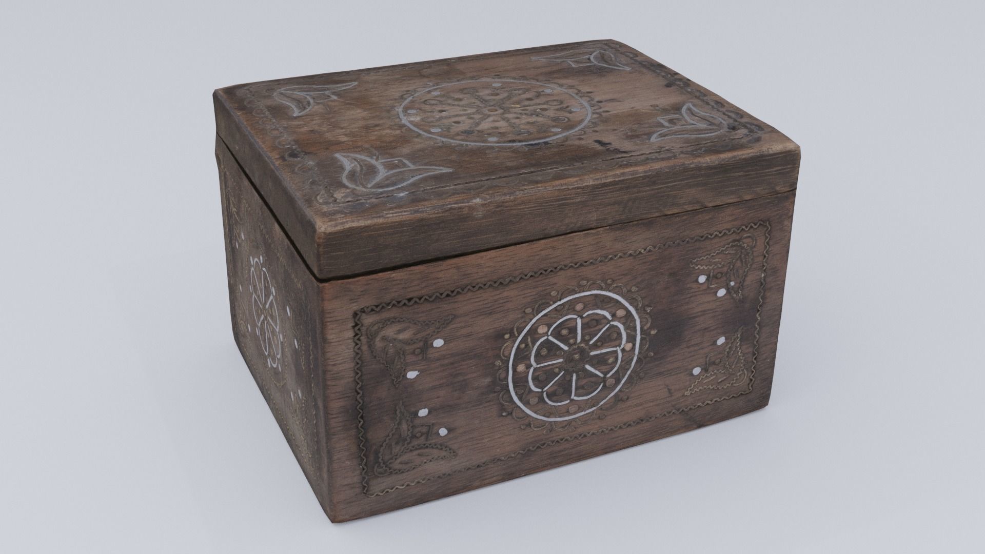 Wooden jewelry box Low-poly 3D model_2
