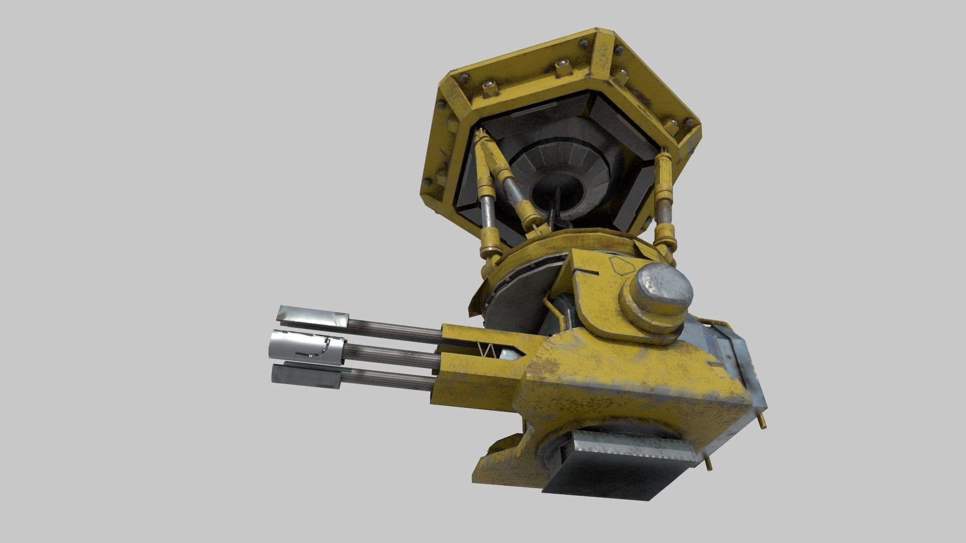 machine gun Low-poly 3D model_4