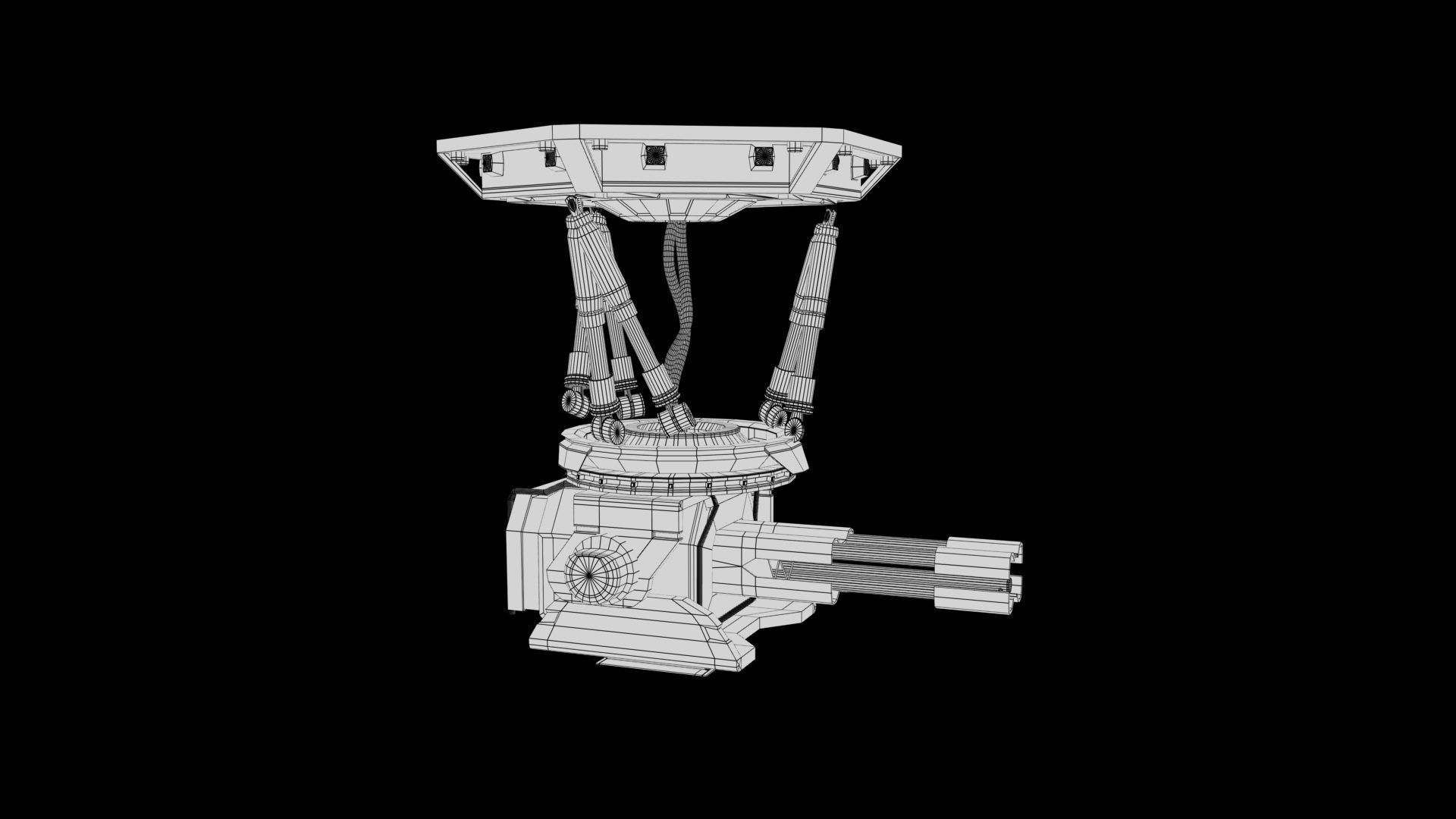 machine gun Low-poly 3D model_5