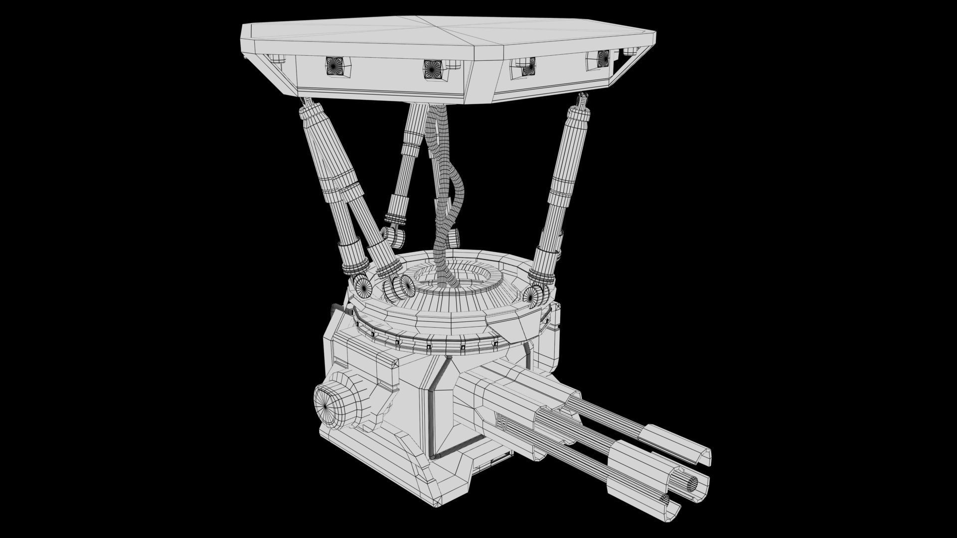 machine gun Low-poly 3D model_6
