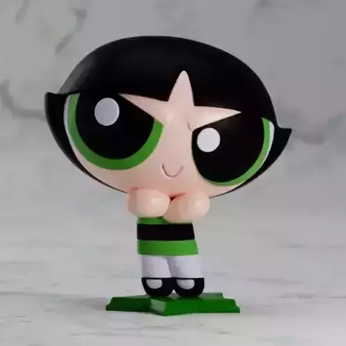 Powerpuff Girls Buttercup Statue Keychain model for 3D printing 3D print model
