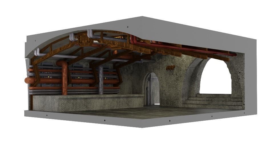 Jabbas Throne Room - Set 8 - Boiler Room 1-12 scale Blackseries  3D print model_4