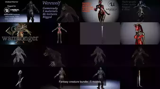 Fantasy creature bundle 3D Model Collection