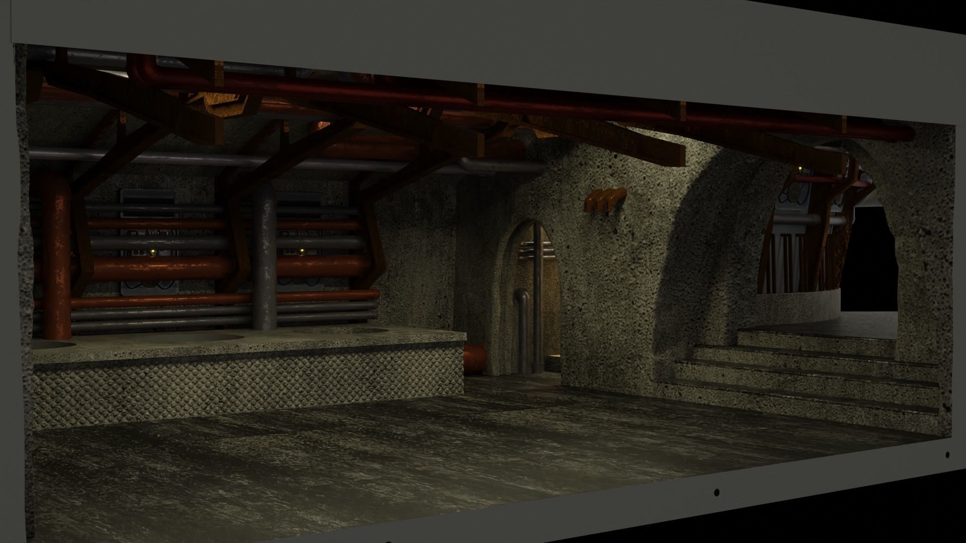 Jabbas Throne Room - Set 8 - Boiler Room 1-18 scale Kenner 3D print model_23