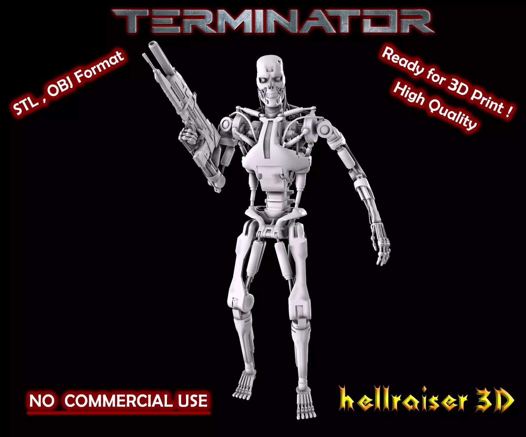 Terminator T-800 Endoskeleton Pose 1 3D print model_0