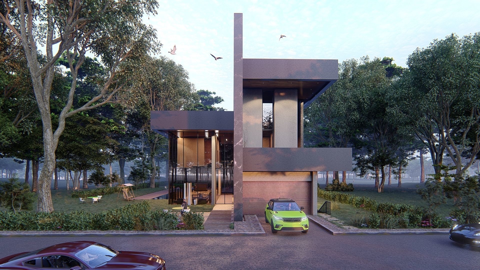 Modern house full project Revit and Lumion 3d grass 3D model_5