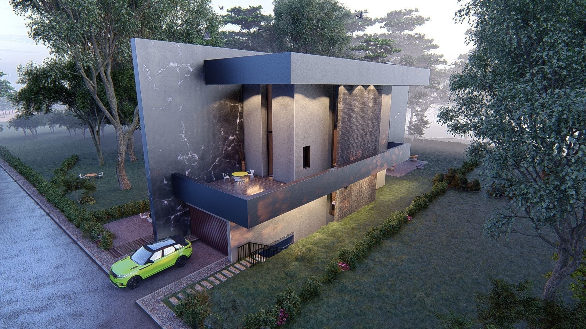 Modern house full project Revit and Lumion 3d grass 3D model_10