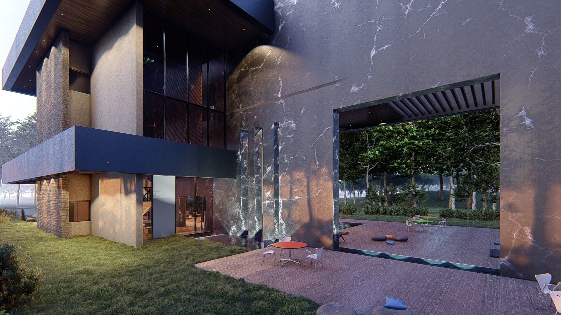 Modern house full project Revit and Lumion 3d grass 3D model_7