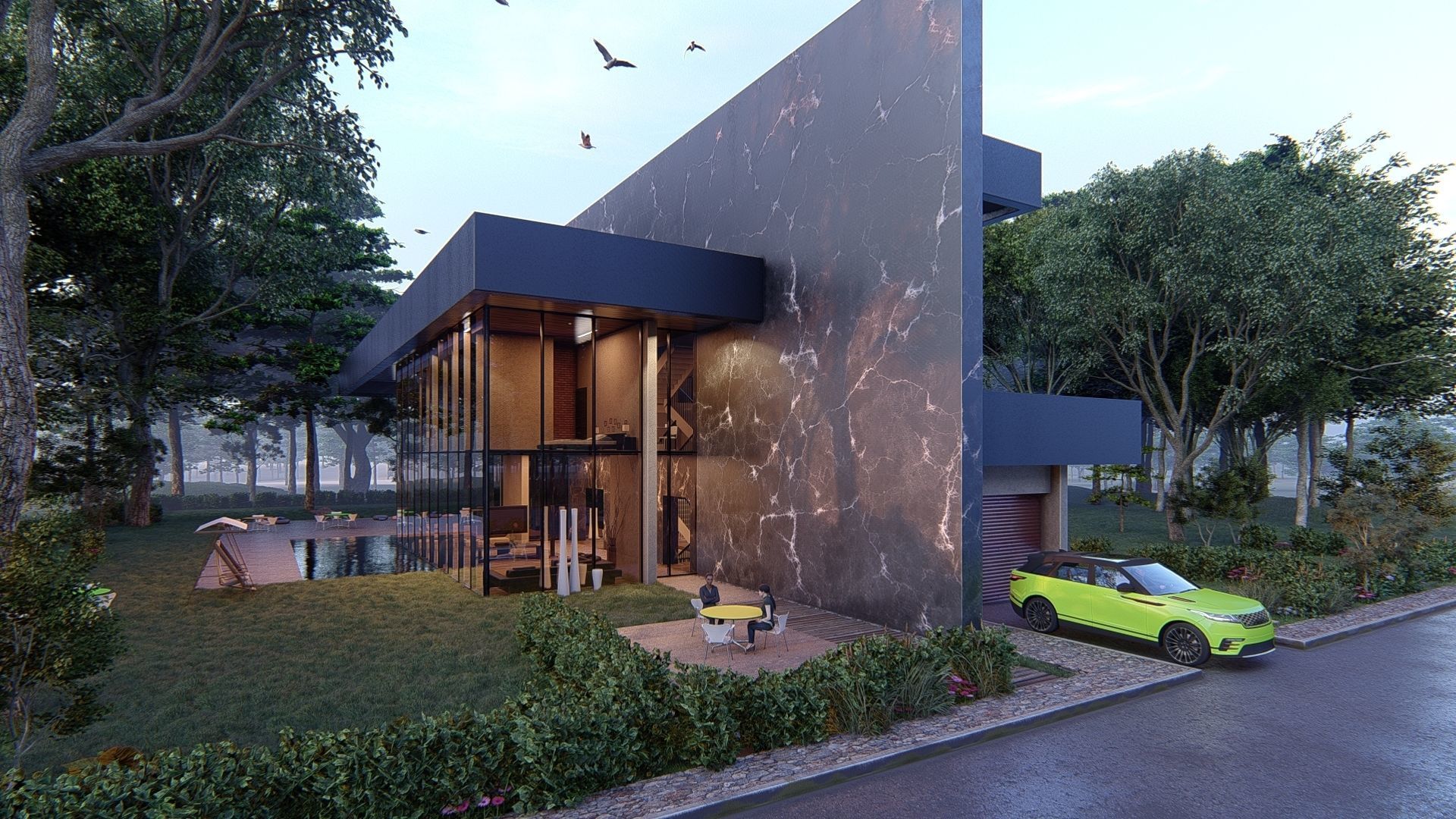 Modern house full project Revit and Lumion 3d grass 3D model_4