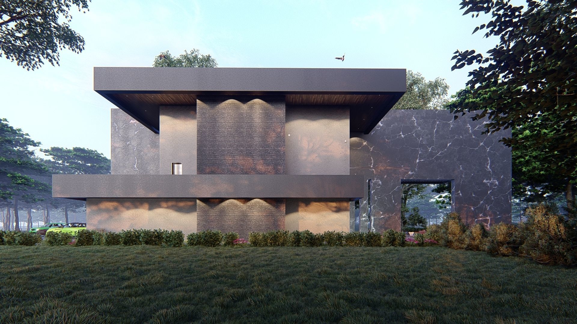 Modern house full project Revit and Lumion 3d grass 3D model_11