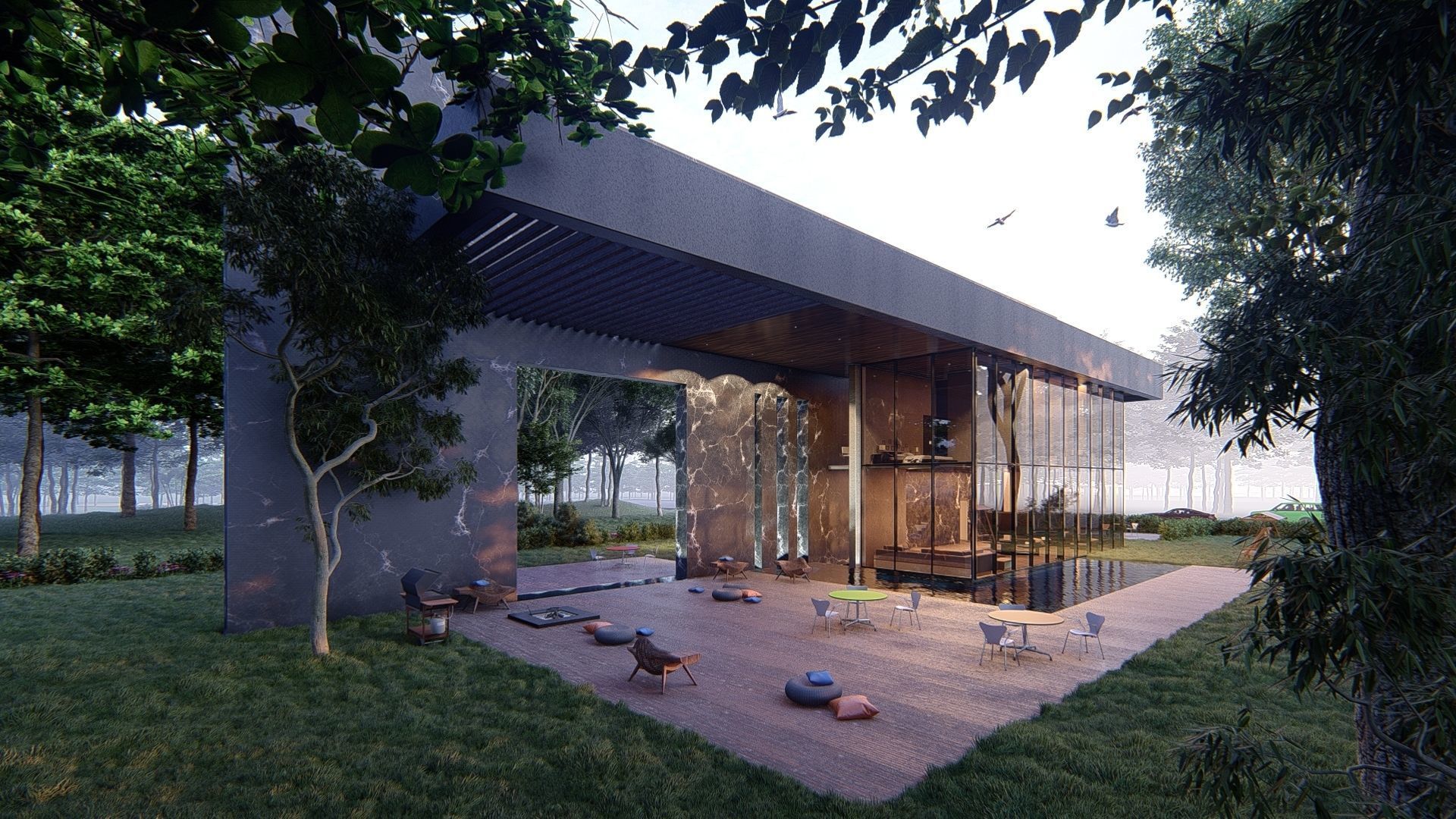 Modern house full project Revit and Lumion 3d grass 3D model_8