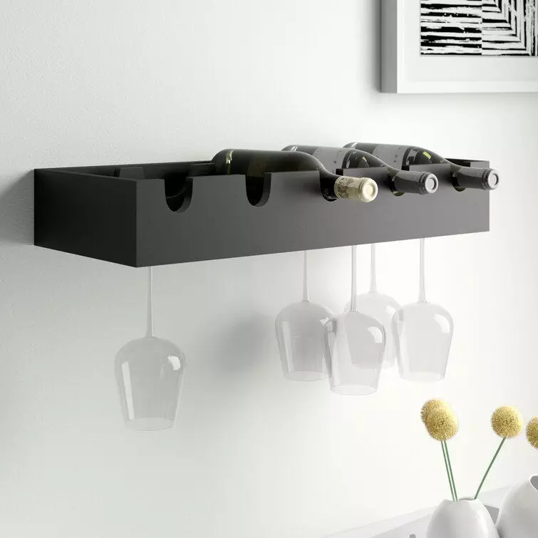 Jacalynn Bottle Wall Mounted Wine Bottle - Glass Rack 3D model