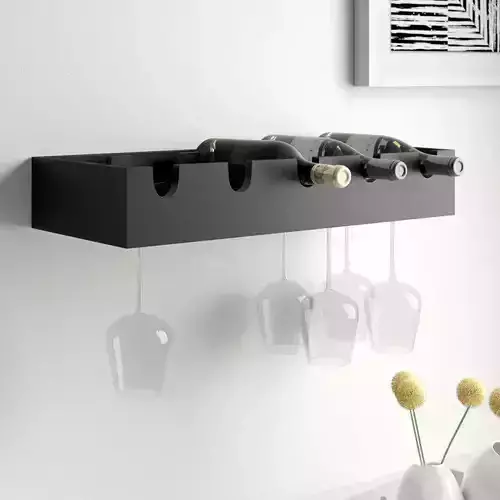 Jacalynn Bottle Wall Mounted Wine Bottle - Glass Rack 3D model