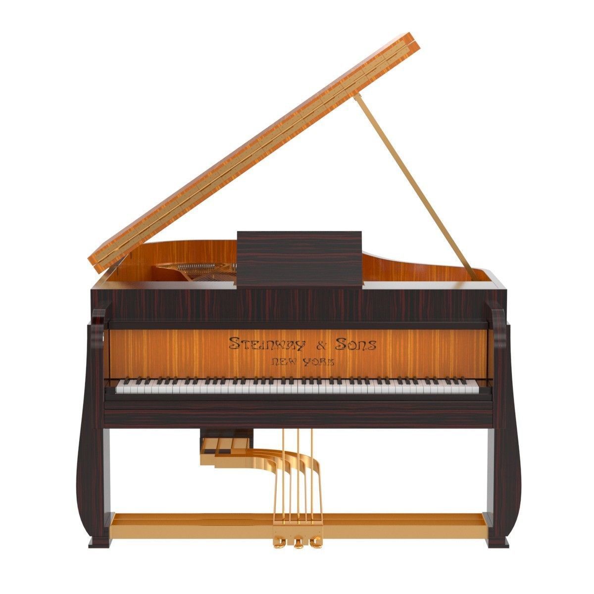 Rare Steinway   Sons Art Deco style grand piano with bench 3D model_6