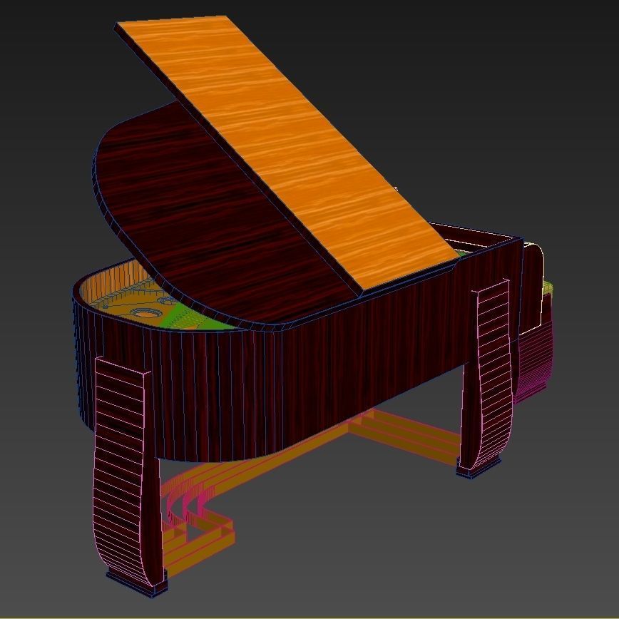 Rare Steinway   Sons Art Deco style grand piano with bench 3D model_5