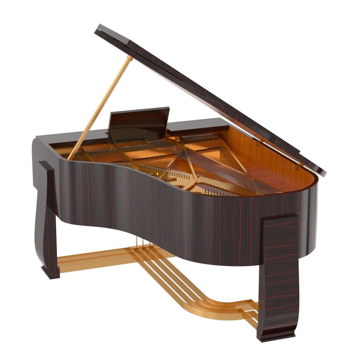 Rare Steinway   Sons Art Deco style grand piano with bench 3D model_9