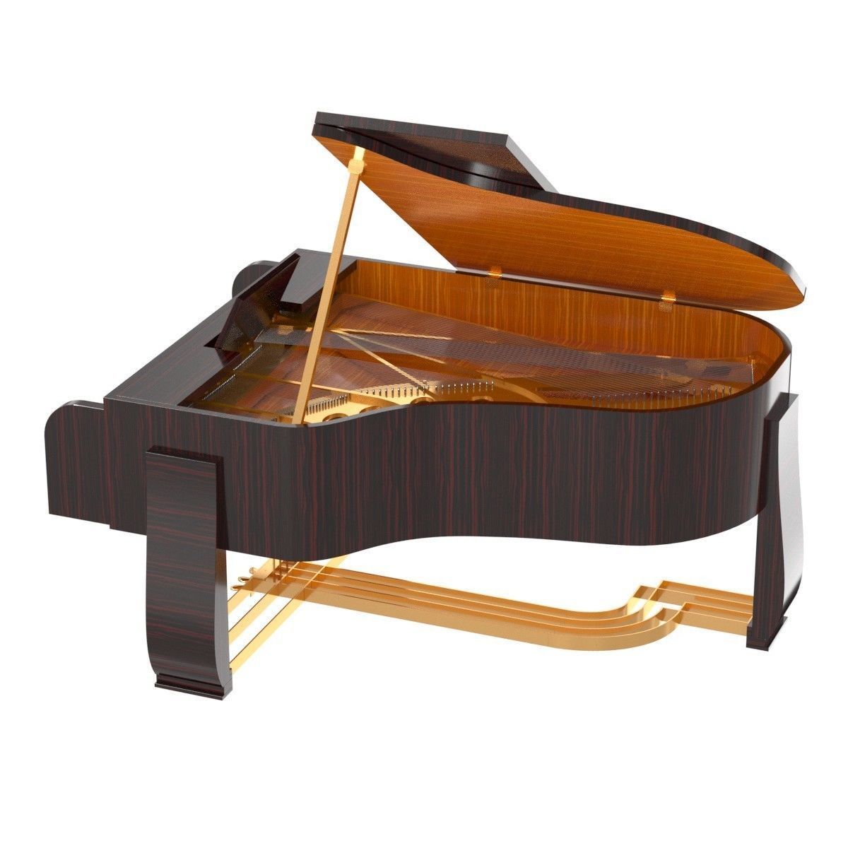 Rare Steinway   Sons Art Deco style grand piano with bench 3D model_10