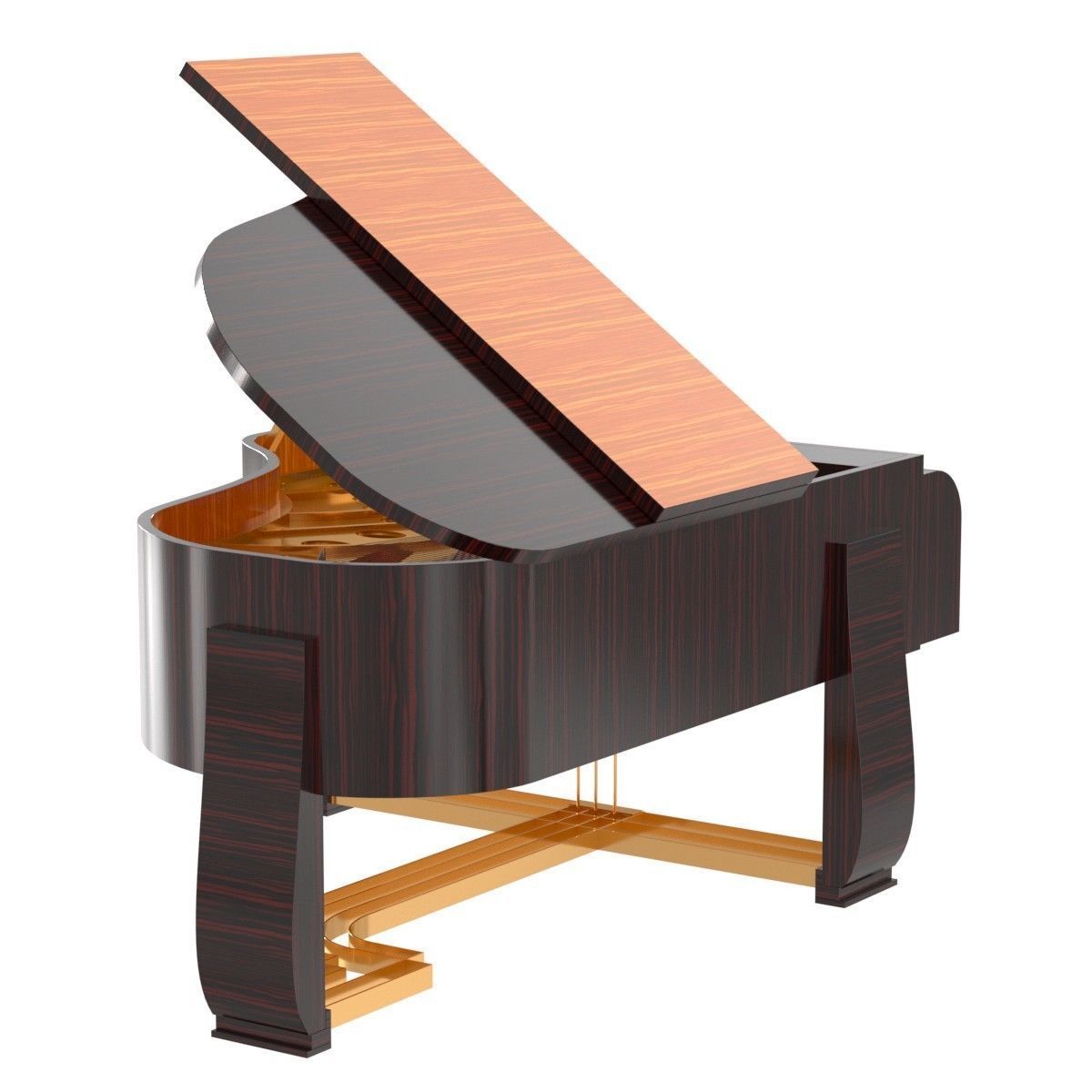 Rare Steinway   Sons Art Deco style grand piano with bench 3D model_8