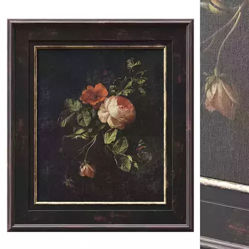 Classic frame with floral still life 3D model