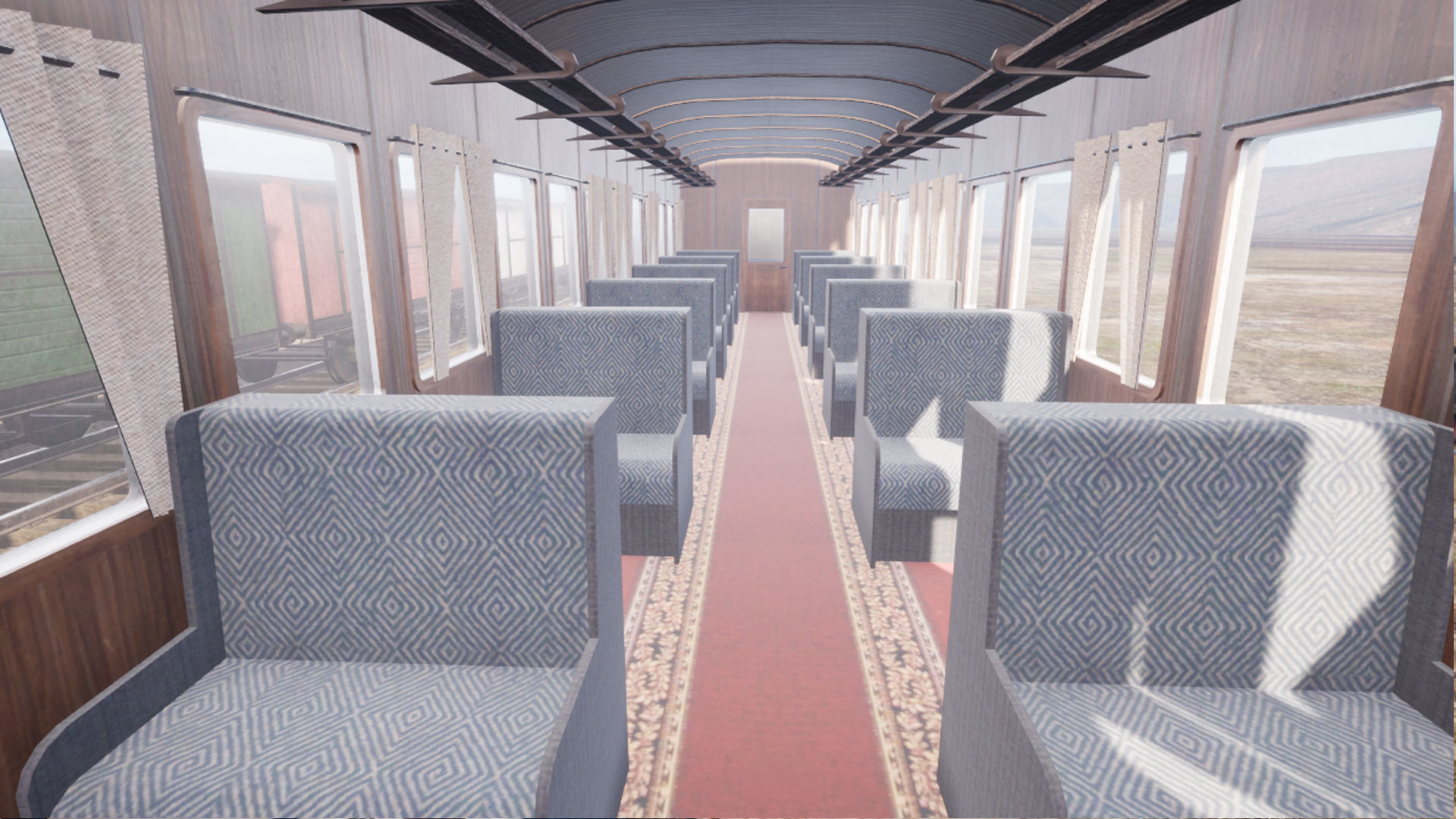 locomotive animation passenger car with interior Low-poly 3D model_9