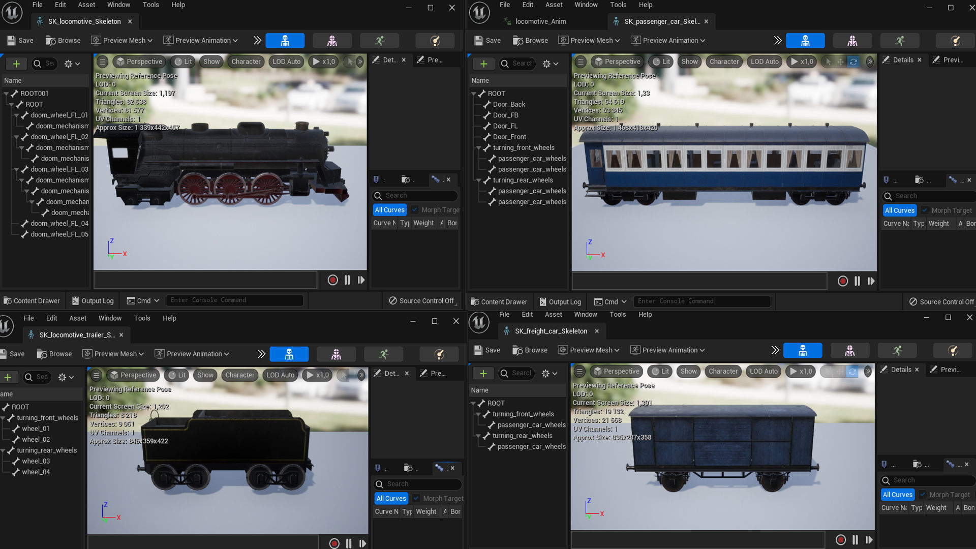 locomotive animation passenger car with interior Low-poly 3D model_11