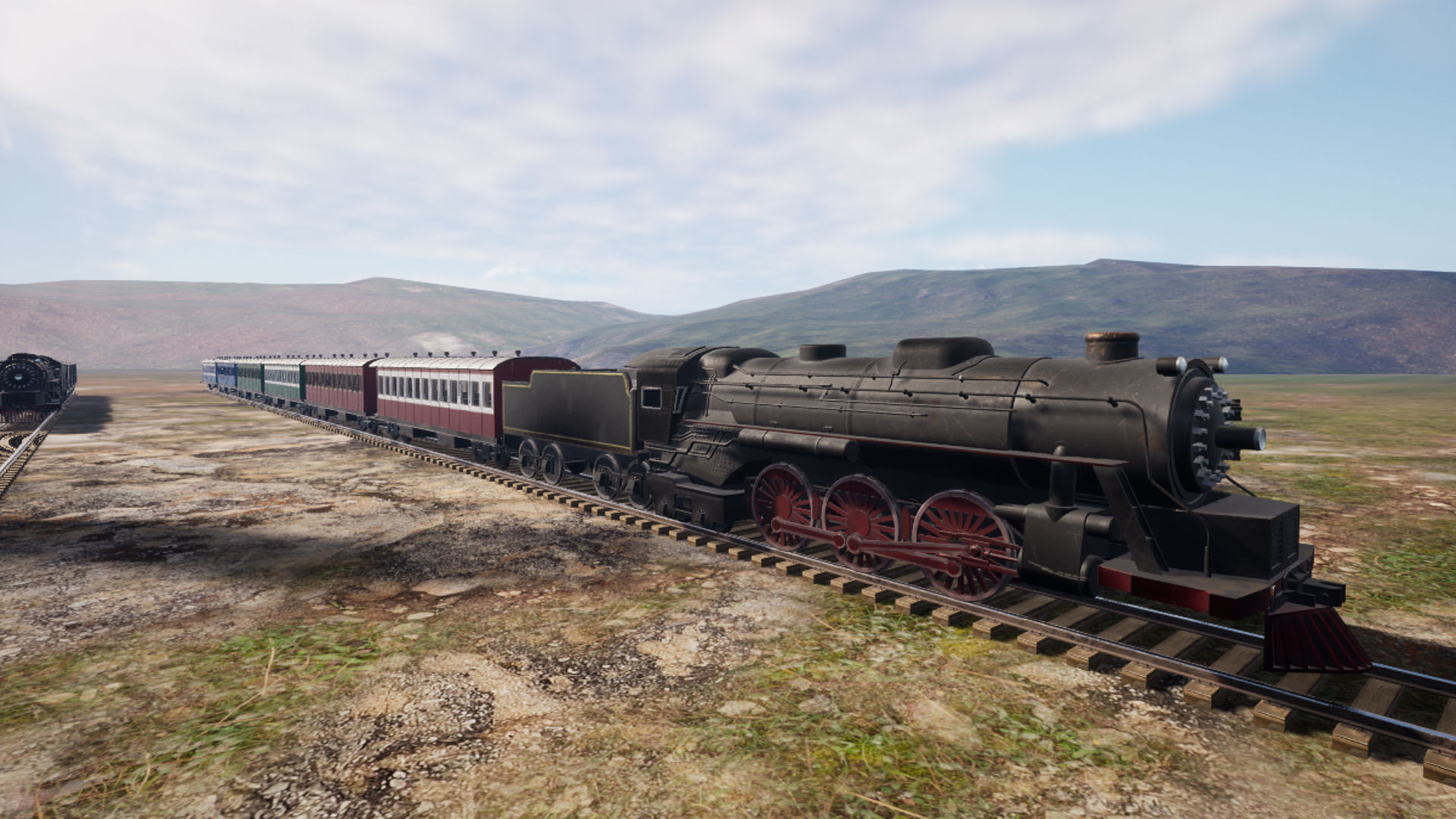 locomotive animation passenger car with interior Low-poly 3D model_4