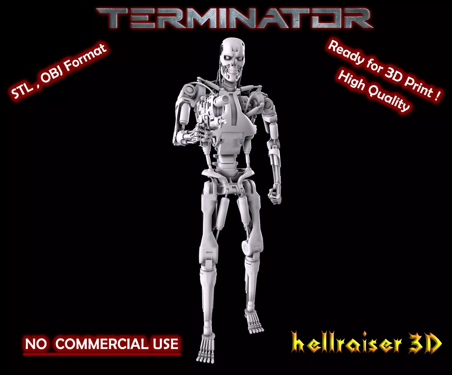 Terminator T-800 Endoskeleton Pose 3 3D print model_0