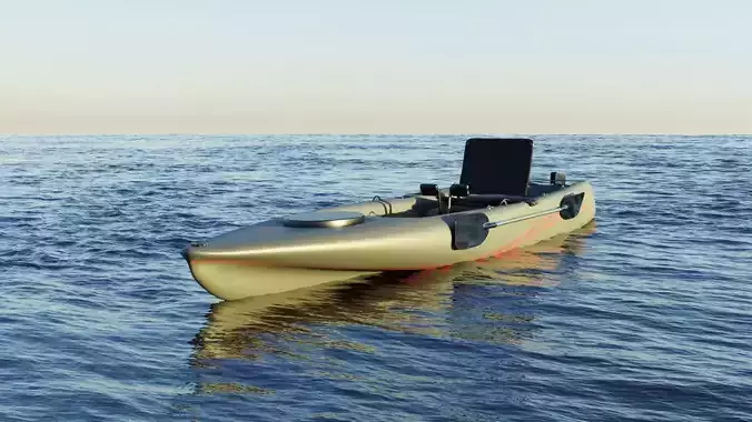 Kayak 3D model fishing boat Low-poly 3D model