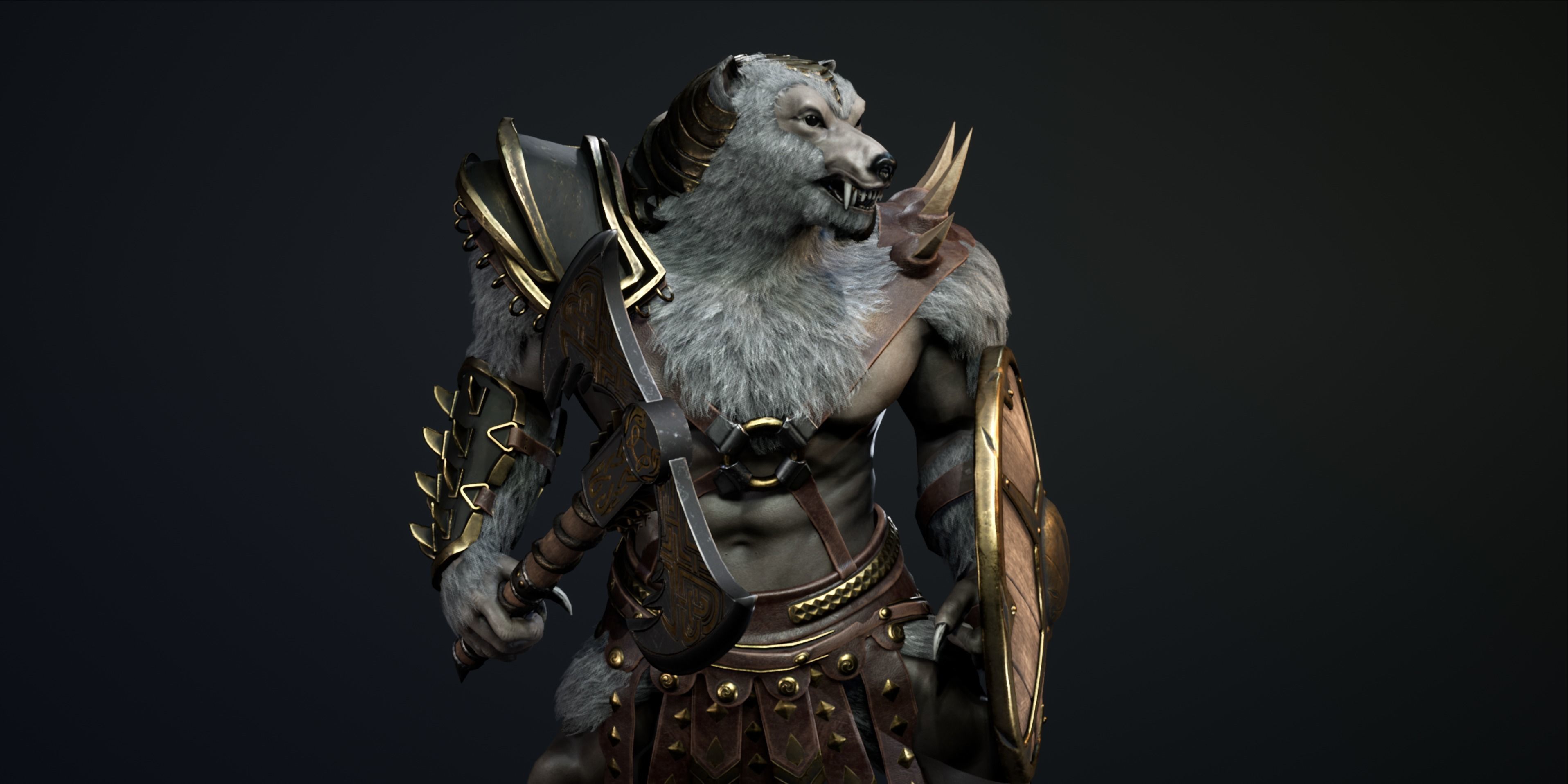 Gladiator Bear Low-poly 3D model_7