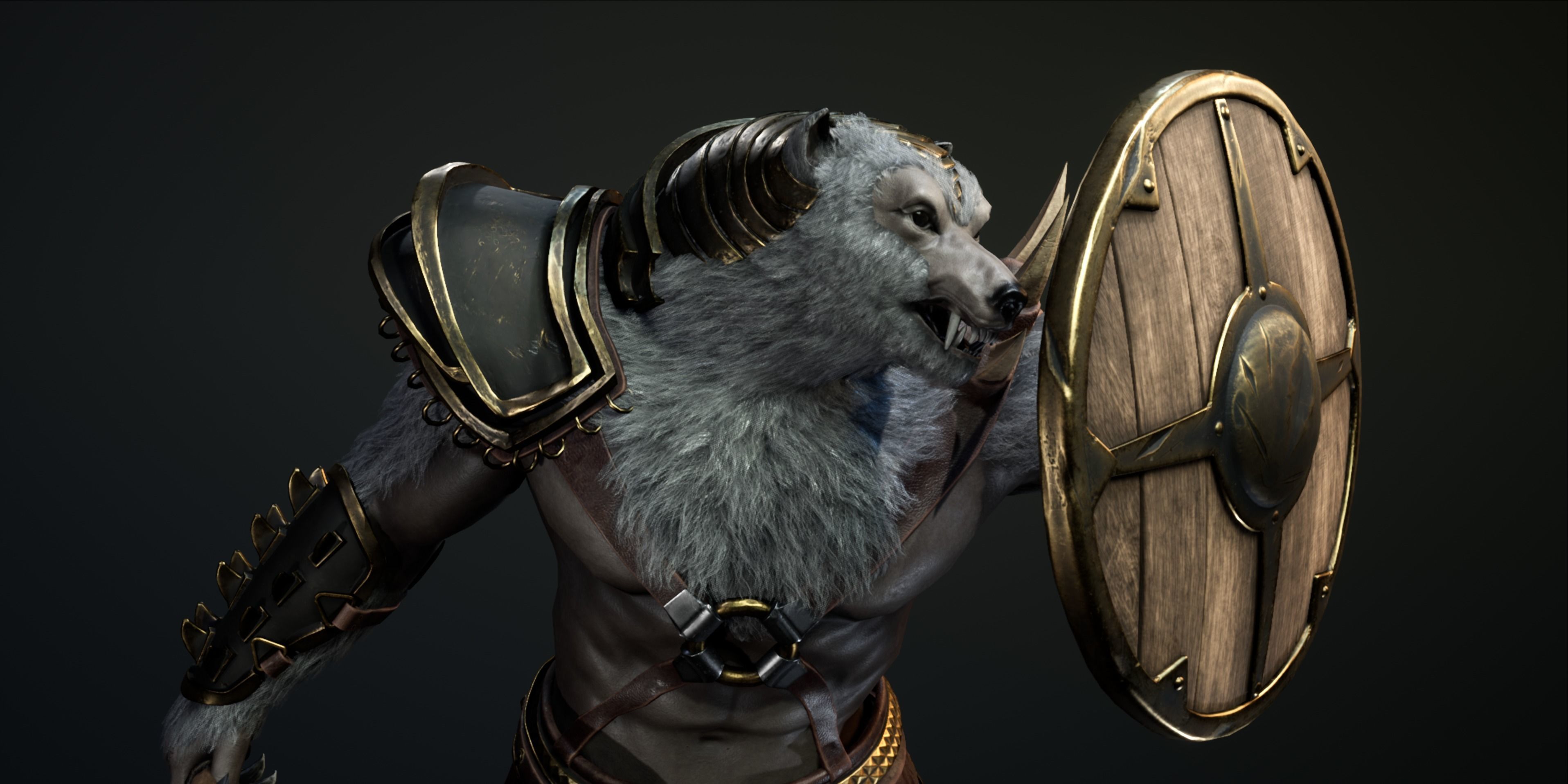 Gladiator Bear Low-poly 3D model_3