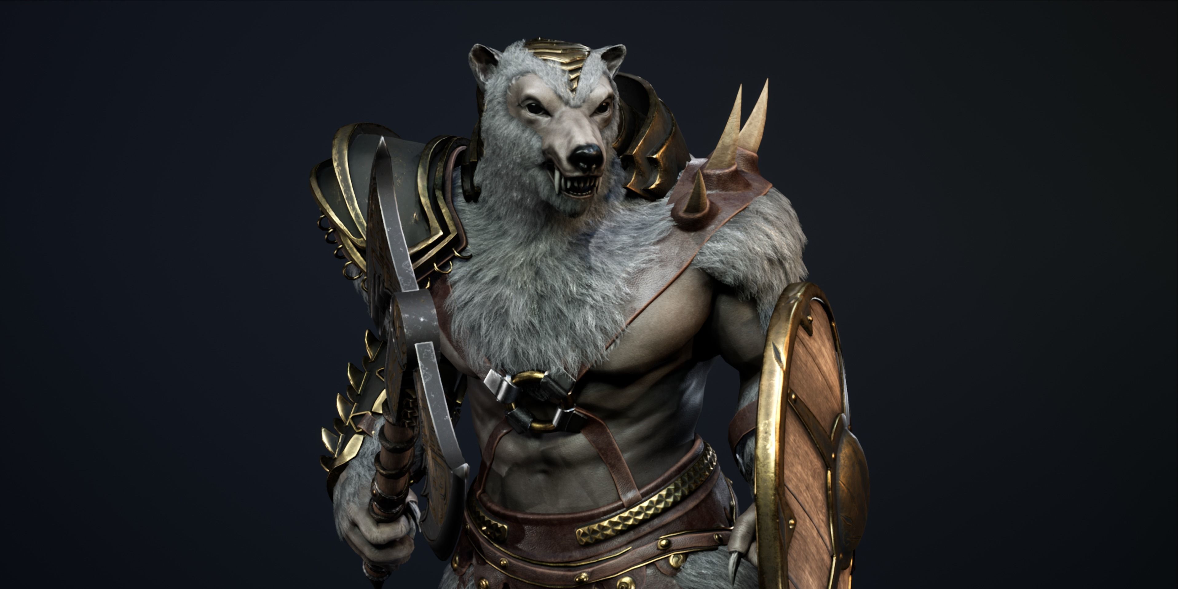 Gladiator Bear Low-poly 3D model_4
