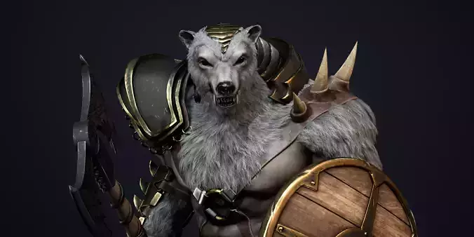 Gladiator Bear Low-poly 3D model