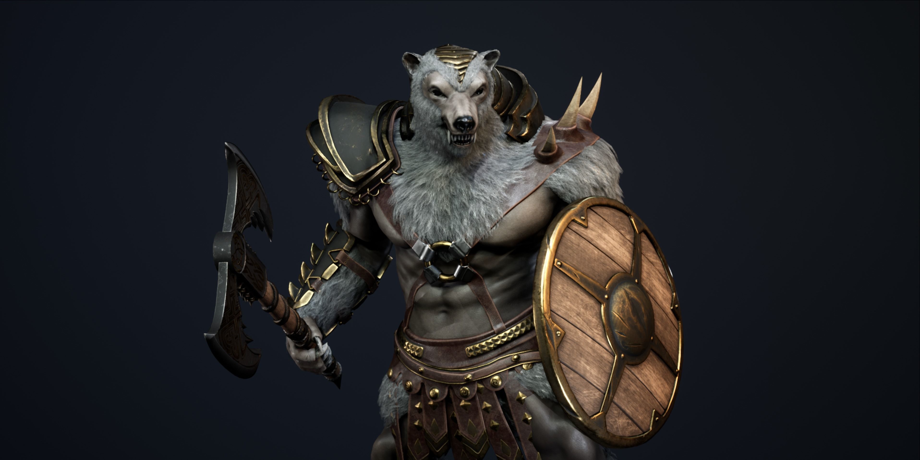 Gladiator Bear Low-poly 3D model_6