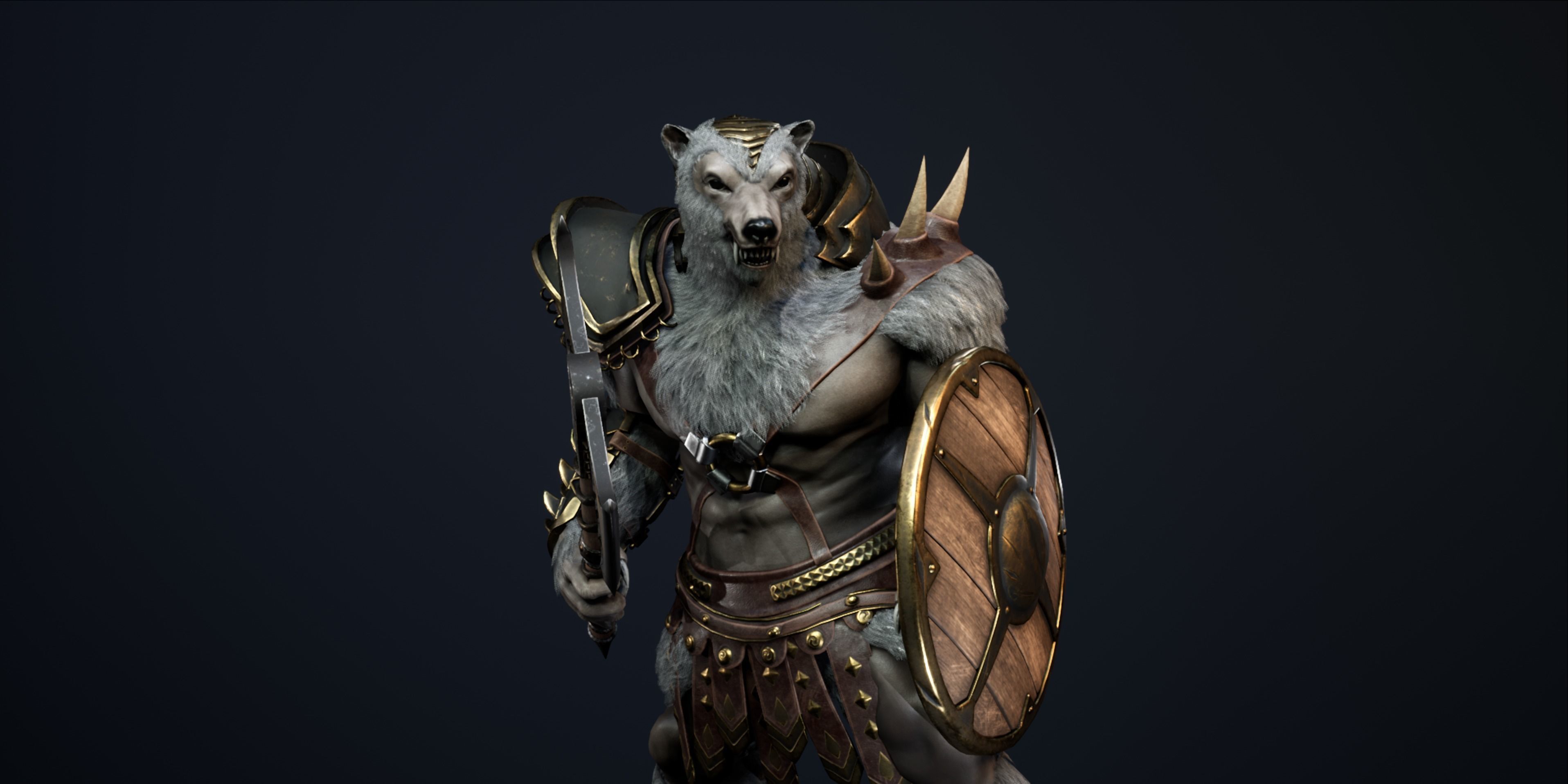 Gladiator Bear Low-poly 3D model_8
