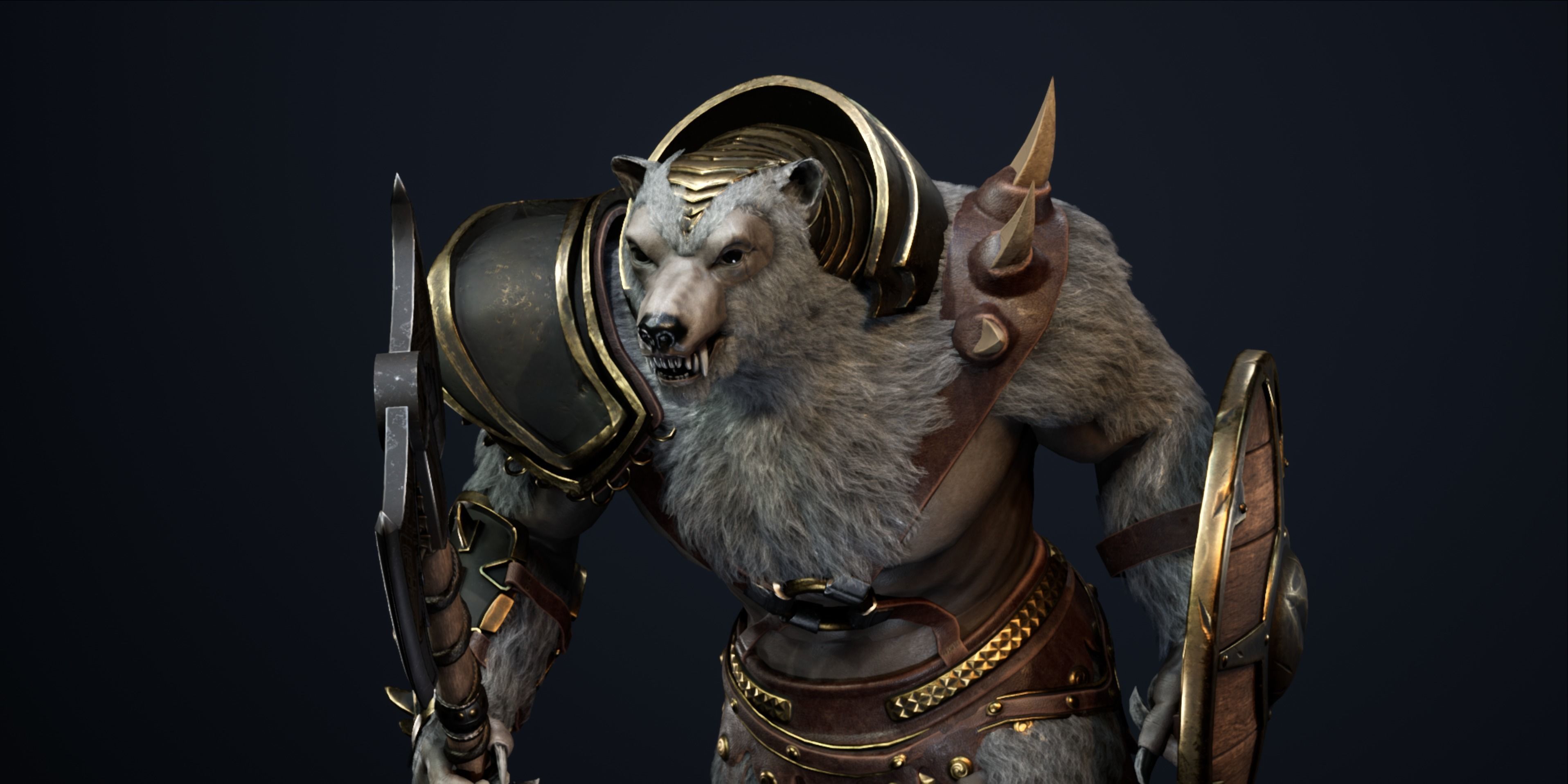 Gladiator Bear Low-poly 3D model_5