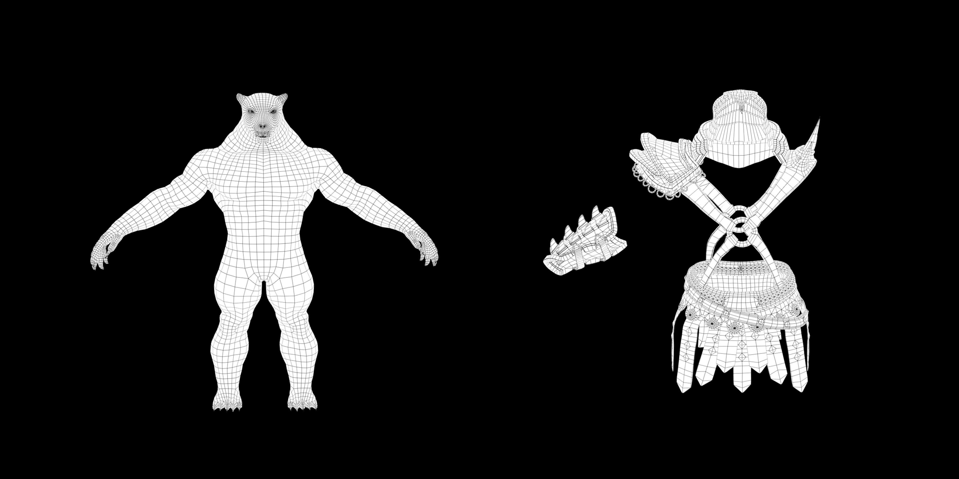 Gladiator Bear Low-poly 3D model_9