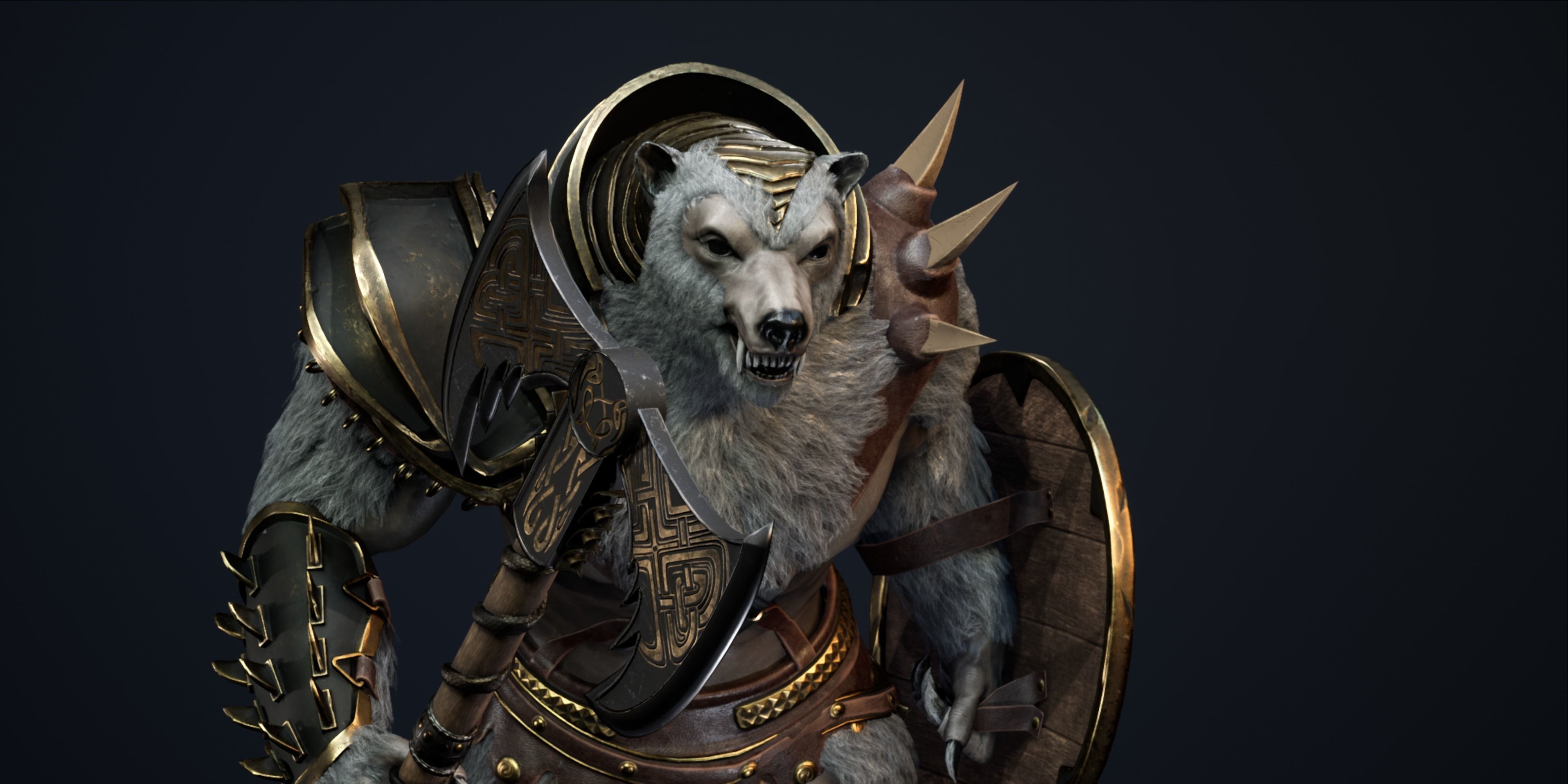 Gladiator Bear Low-poly 3D model_2