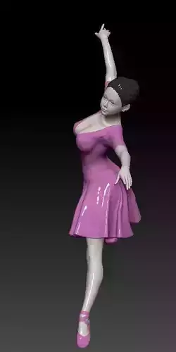 Cute Girl with Ballet 3D print model