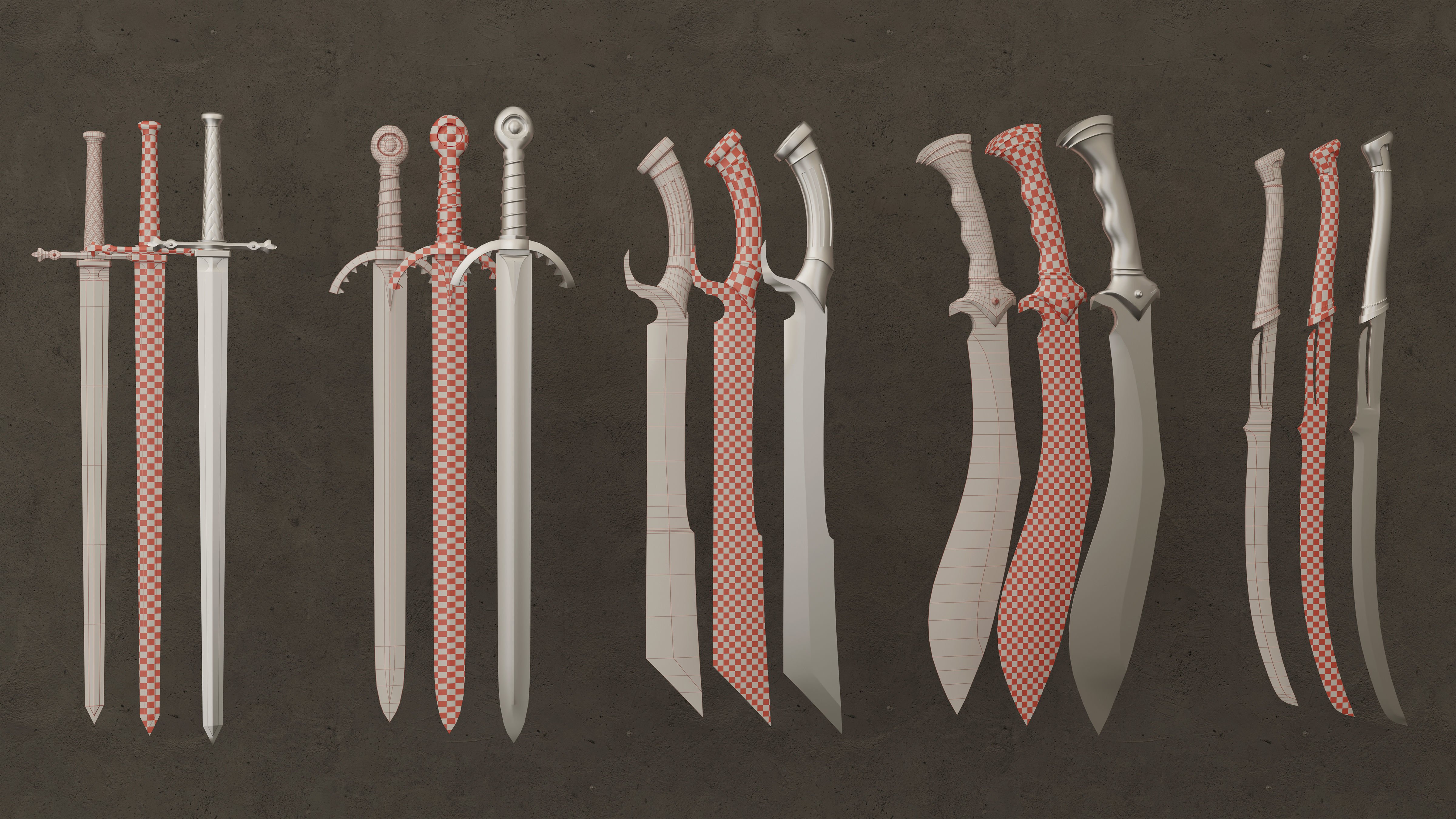 twenty-five Sword Base Mesh - First Vol Low-poly 3D model_1