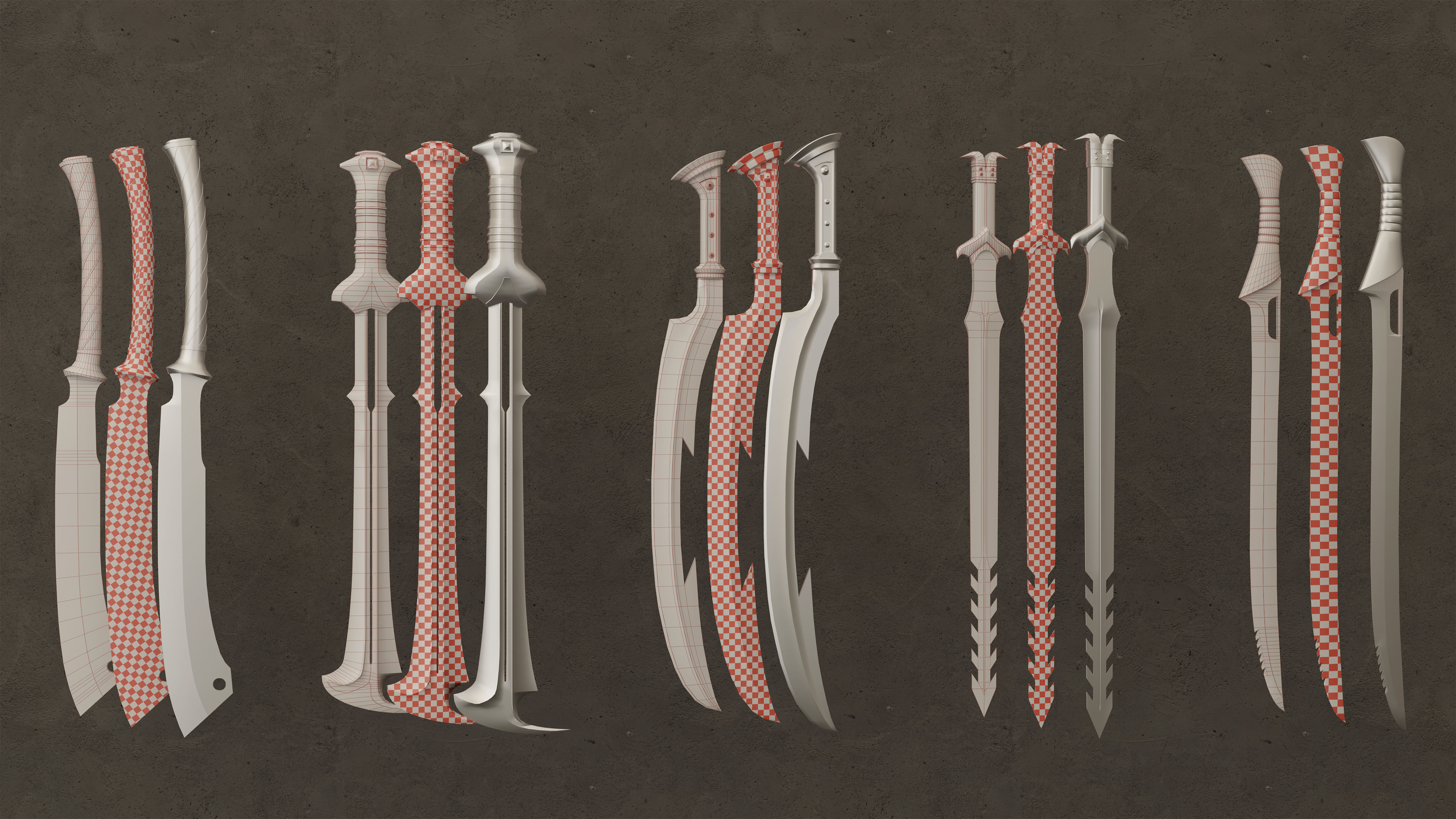 twenty-five Sword Base Mesh - First Vol Low-poly 3D model_5