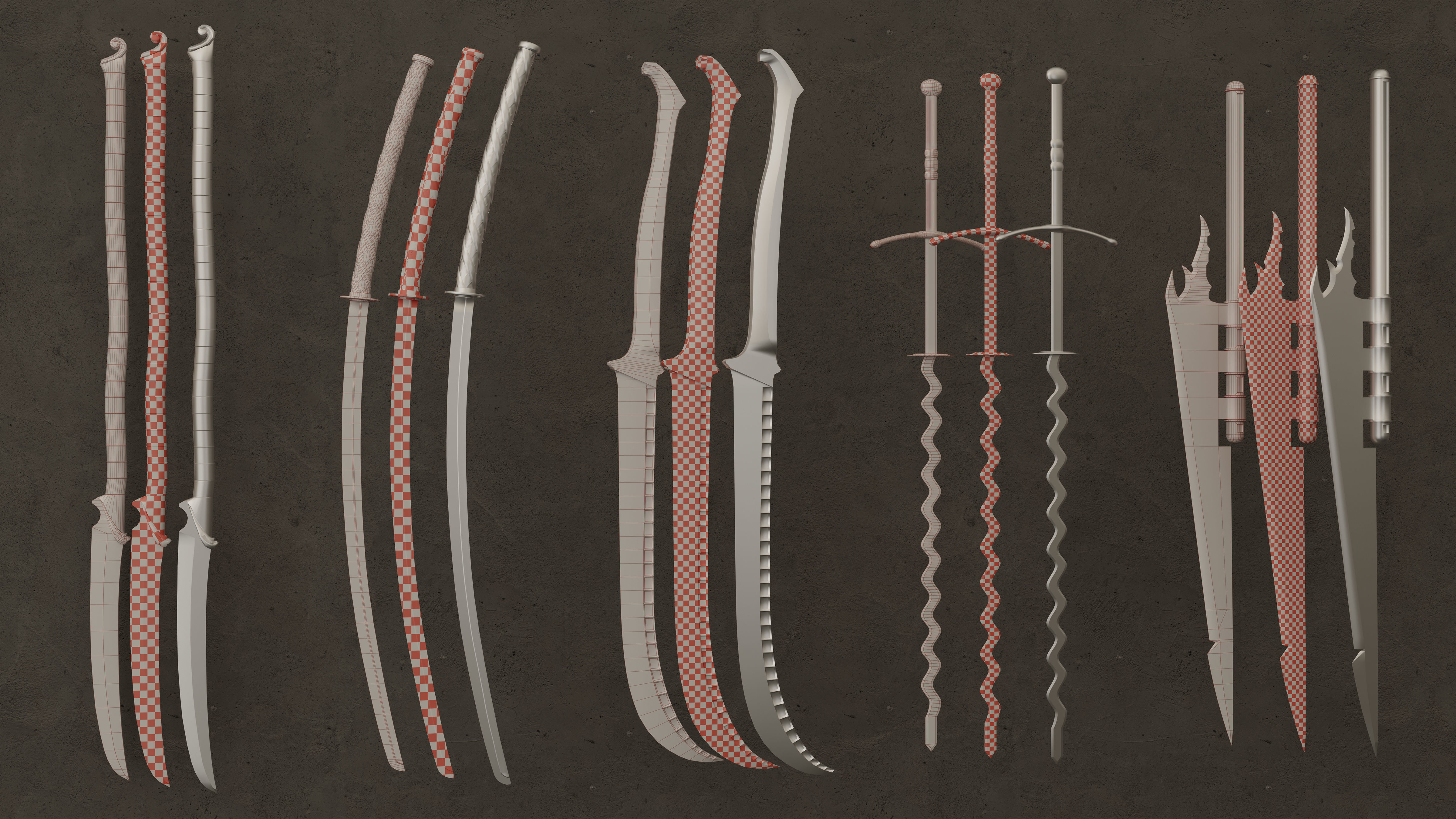 twenty-five Sword Base Mesh - First Vol Low-poly 3D model_4