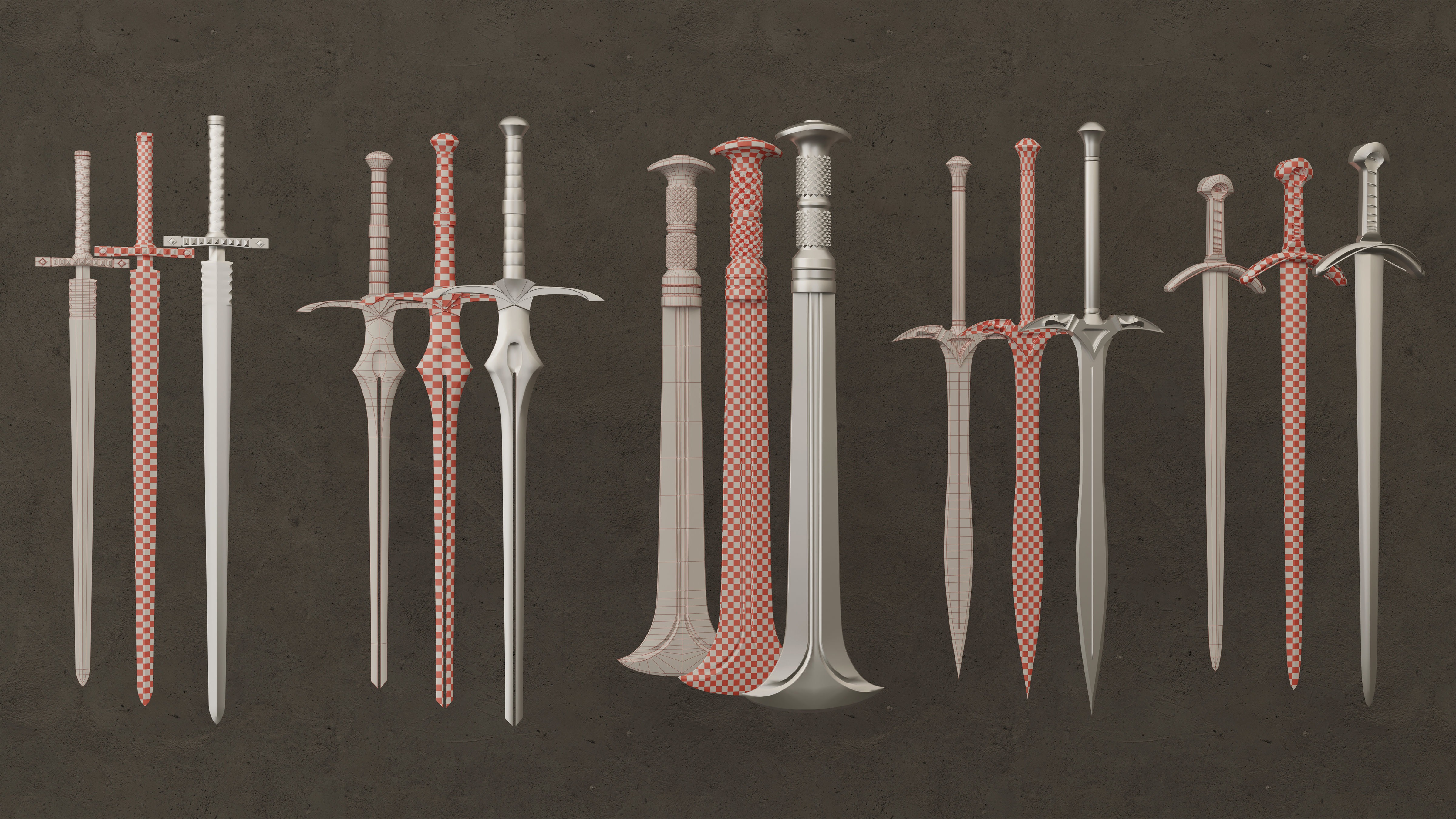 twenty-five Sword Base Mesh - First Vol Low-poly 3D model_3