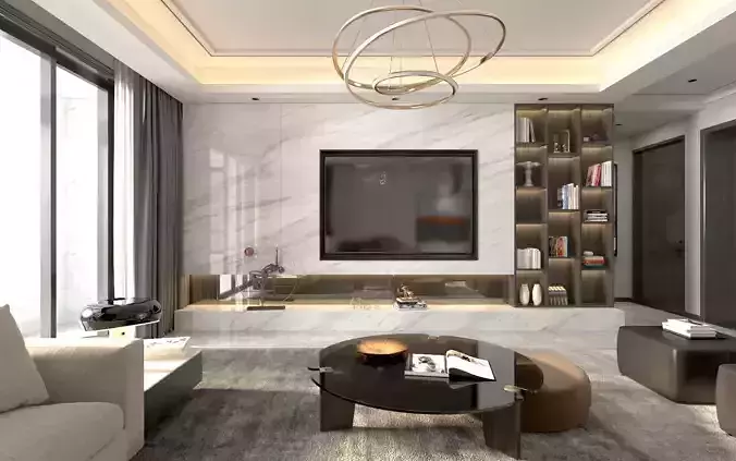 livingroom morden style vray model 