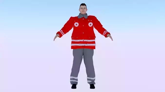 Male Rescuer Low-poly 3D model